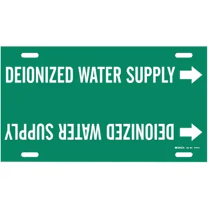 BRADY 4173-H Pipe Marker Deionized Water Supply 10 To 15 | AF4VLF 9LF84