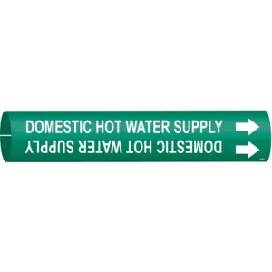 BRADY 4318-C Pipe Marker Domestic Hot Water Supply Green | AE4KHL 5LED8