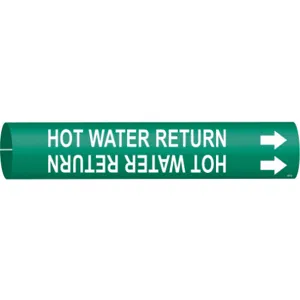 BRADY 4337-A Pipe Marker Hot Water Return 3/4 To 1-3/8 In | AC9HZR 3GTW9