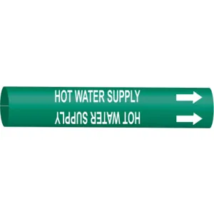 BRADY 4338-H Pipe Marker Hot Water Supply Green 10 To 15 In | AE4LEP 5LGF4