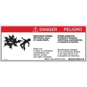 BRADY 46349 Warning Labels 4-1/2 Inch Height x 10-3/4 Inch Width Tape | AG9KAC 20RY82