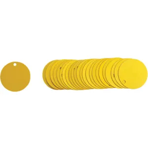 BRADY 49900 Black Tag 1-1/2 x 1-1/2 Inch Yellow Aluminium Round - Pack Of 25 | AF4TWG 9K167