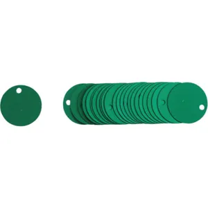 BRADY 49903 Black Tag 1-1/2 x 1-1/2 Inch Green Aluminium Round - Pack Of 25 | AF6CUE 9WUU1