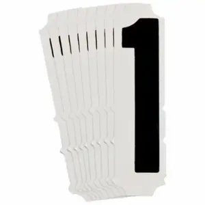 BRADY 5010P-1 Numbers And Letters Labels, 1 Inch Character Height, Non-Reflective, Gothic, Black, 10 PK | CT3BWX 800MZ9