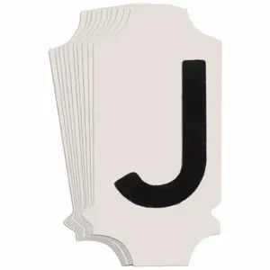 BRADY 5010P-J Numbers And Letters Labels, 1 Inch Character Height, Non-Reflective, Gothic, Black, 10 PK | CT3BZV 800N19