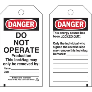 BRADY 50199 Danger Tag 5-3/4 x 3 Inch Osha 3/8 Inch - Pack Of 25 | AA7HBW 15Y621