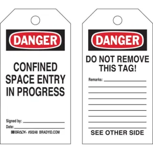 BRADY 50282 Danger Tag Space Checked Econ Poly PK25 | AH4ZTA 35TJ56