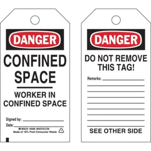 BRADY 50286 Danger Tag Confined Space Econ Poly PK25 | AH4ZTB 35TJ57