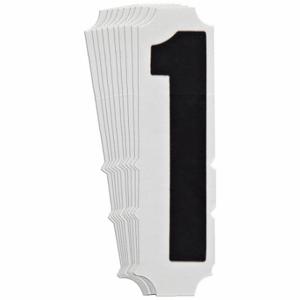 BRADY 5100P-1 Numbers And Letters Labels, 3 Inch Character Height, Non-Reflective, Gothic, Black, 10 PK | CT3HFB 800NE7