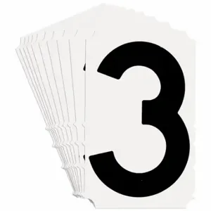 BRADY 5100P-3 Numbers And Letters Labels, 3 Inch Character Height, Non-Reflective, Gothic, Black, 10 PK | CT3HEF 800NE9