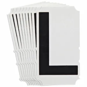 BRADY 5100P-L Numbers And Letters Labels, 3 Inch Character Height, Non-Reflective, Gothic, Black, 10 PK | CT3HFM 800NG8