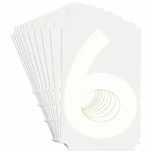 BRADY 5130P-6 Numbers And Letters Labels, 3 Inch Character Height, Non-Reflective, Gothic, White, 10 PK | CT3HLB 800NK0