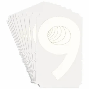 BRADY 5130P-9 Numbers And Letters Labels, 3 Inch Character Height, Non-Reflective, Gothic, White, 10 PK | CT3HLV 800NK3