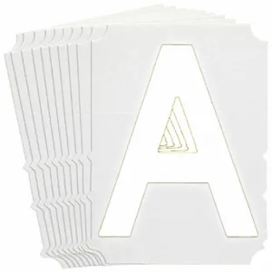 BRADY 5130P-A Numbers And Letters Labels, 3 Inch Character Height, Non-Reflective, Gothic, White, 10 PK | CT3HLC 800NK4