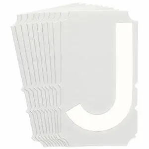 BRADY 5130P-J Numbers And Letters Labels, 3 Inch Character Height, Non-Reflective, Gothic, White, 10 PK | CT3HKY 800P73