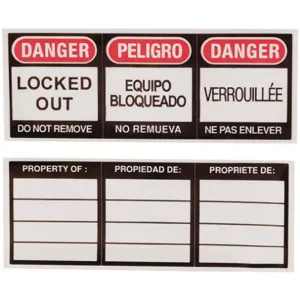 BRADY 51379 Lockout Label 1-1/8 Inch H 3 Inch Width - Pack Of 6 | AD2GKD 3PDD8