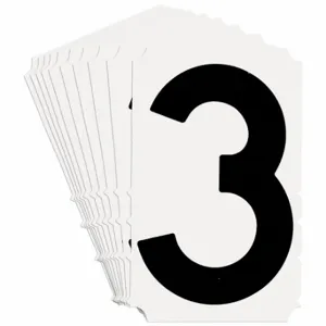 BRADY 5140P-3 Numbers And Letters Labels, 4 Inch Character Height, Non-Reflective, Gothic, Black, 10 PK | CT3HMU 800NM0