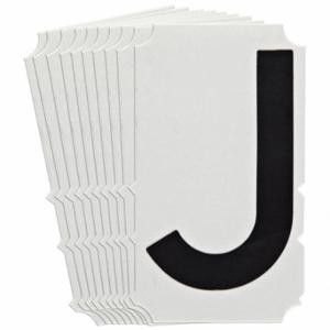 BRADY 5140P-J Numbers And Letters Labels, 4 Inch Character Height, Non-Reflective, Gothic, Black, 10 PK | CT3HNM 800NN7