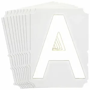 BRADY 5170P-A Numbers And Letters Labels, 4 Inch Character Height, Non-Reflective, Gothic, White, 10 PK | CT3HQA 800P88