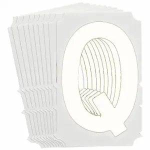 BRADY 5170P-Q Numbers And Letters Labels, 4 Inch Character Height, Non-Reflective, Gothic, White, 10 PK | CT3HQG 800PA1