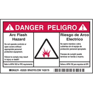 BRADY 52029 Arc Flash Protection Label - Pack Of 100 | AC3ZJV 2XU77