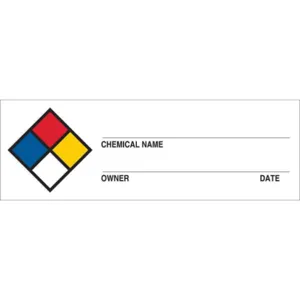 BRADY 53095 Chemical Label 1 Inch Height x 3 Inch Width Semi-gloss Paper | AF7ALT 20TH24