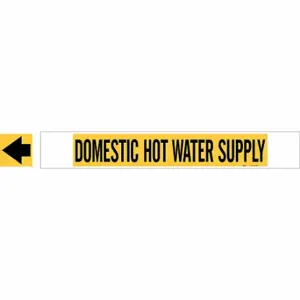 BRADY 5677-HPHV Pipe Marker, Domestic Hot Water Supply, Yellow, Black | CT9TTG 6K853