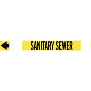 BRADY 5755-HPHV Pipe Marker Sanitary Sewer Y 8 Inch Or Greater | AA6MYQ 14H972