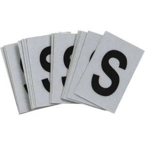 BRADY 5900-S Letter Label S Black On Silver 1-1/2 Inch Height PK25 | AH4ZLY 35TA23