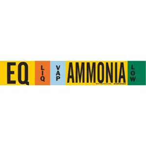 BRADY 59982 Ammonia Pipe Marker Eq 8 Inch And Above | AF4ZWL 9TDM0