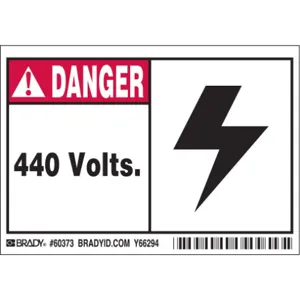 BRADY 60373 Machine/Equipment Label 3-1/2 Inch Height x 5 Inch Width | AG9KCV 20RZ45