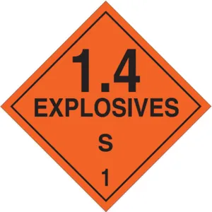 BRADY 63332 Vehicle Placard Explosives 1.4 | AE9WYC 6N888