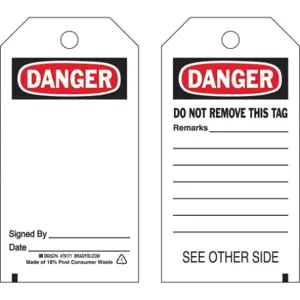 BRADY 65347 Danger Tag 5-3/4 x 3 Inch Osha Metric - Pack Of 25 | AA7HEP 15Y684