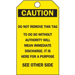 BRADY 65348 Caution Tag 5-3/4 x 3 Inch Black/yellow Osha - Pack Of 25 | AA7HEQ 15Y685