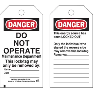 BRADY 66054 Danger Tag 5-3/4 x 3 Inch Osha 3/8 Inch - Pack Of 25 | AA7HBX 15Y622