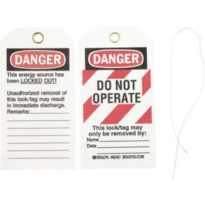 BRADY 65451 Danger Tag 5-3/4 x 3 Inch Cardstock - Pack of 25 | AD2VYK 3VAU4