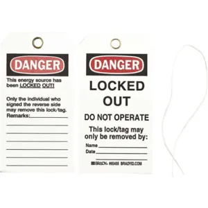 BRADY 65455 Danger Tag 5-3/4 x 3 Inch Cardstock - Pack Of 25 | AA7HDE 15Y652