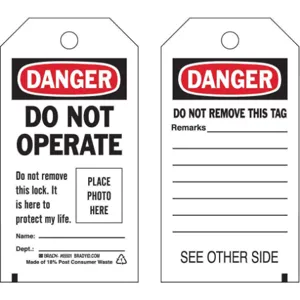 BRADY 65501 Danger Tag 5-3/4 x 3 Inch Metric 3/8 Inch - Pack Of 10 | AA8VPG 1AJ28