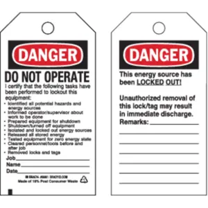 BRADY 66061 Danger Tag 5-3/4 x 3 Inch Osha Metric - Pack Of 25 | AD2VZF 3VAW5