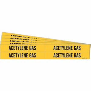 BRADY 7001-4-PK Pipe Marker, Acetylene Gas, Yellow, Black, Fits 3/4 to 2 3/8 Inch Size Pipe OD | CT9PPG 781WZ5