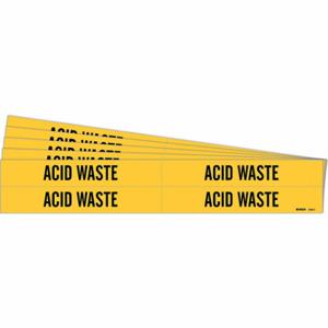 BRADY 7004-4-PK Pipe Marker, Acid Waste, Yellow, Black, Fits 3/4 to 2 3/8 Inch Size Pipe OD | CT9PPJ 781VA7
