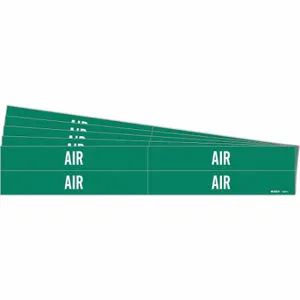 BRADY 7007-4-PK Pipe Marker, Air, Green, White, Fits 3/4 to 2 3/8 Inch Size Pipe OD, 4 Pipe Markers | CT9PQA 781W91