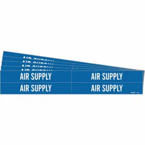 BRADY 7010-4-PK Pipe Marker, Air Supply, Blue, White, Fits 3/4 to 2 3/8 Inch Pipe OD, 4 Pipe Markers | CT9PPR 781VU5