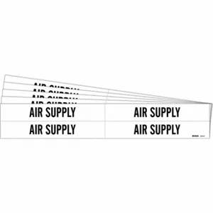 BRADY 7011-4-PK Pipe Marker, Air Supply, White, Black, Fits 3/4 to 2 3/8 Inch Pipe OD, 4 Pipe Markers | CT9PPU 781W40