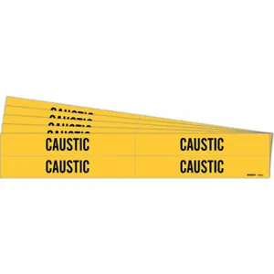 BRADY 7040-4-PK Pipe Marker, Caustic, Yellow, Black, Fits 3/4 to 2 3/8 Inch Pipe OD, 4 Pipe Markers | CT9PRU 781VA9