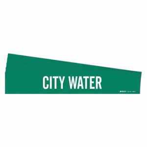 BRADY 7054-1-PK Pipe Marker, City Water, Green, White, Fits 2 1/2 to 7 7/8 Inch Size Pipe OD | CU4FQD 782A66