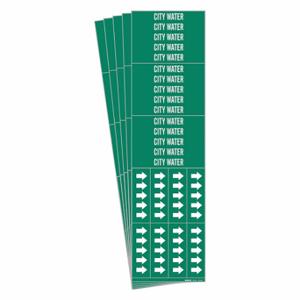 BRADY 7054-3C-PK Pipe Marker, City Water, Green, White, Fits 3/4 Inch Size and Smaller Pipe OD | CT9PTN 781ZG0