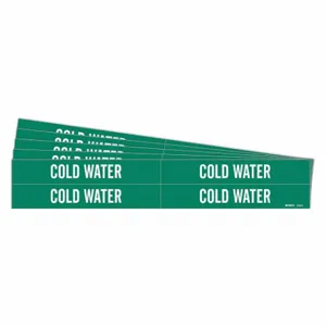 BRADY 7055-4-PK Pipe Marker, Cold Water, Green, White, Fits 3/4 to 2 3/8 Inch Pipe OD, 4 Pipe Markers | CT9PTZ 781Z68