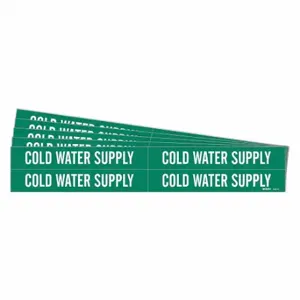 BRADY 7057-4-PK Pipe Marker, Cold Water Supply, Green, White, Fits 3/4 to 2 3/8 Inch Pipe OD | CT9PTW 782AE4