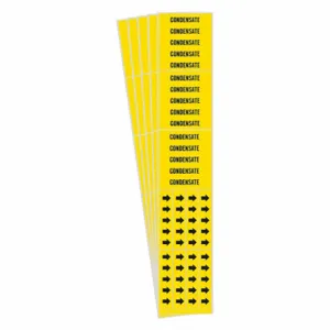 BRADY 7061-3C-PK Pipe Marker, Condensate, Yellow, Black, Fits 3/4 Inch Size and Smaller Pipe OD | CT9PVC 781Z24